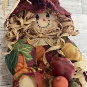 Autumn Scarecrow Lady Thanksgiving Standup Pumpkin Fall 12 ich Decor NEW  No Box